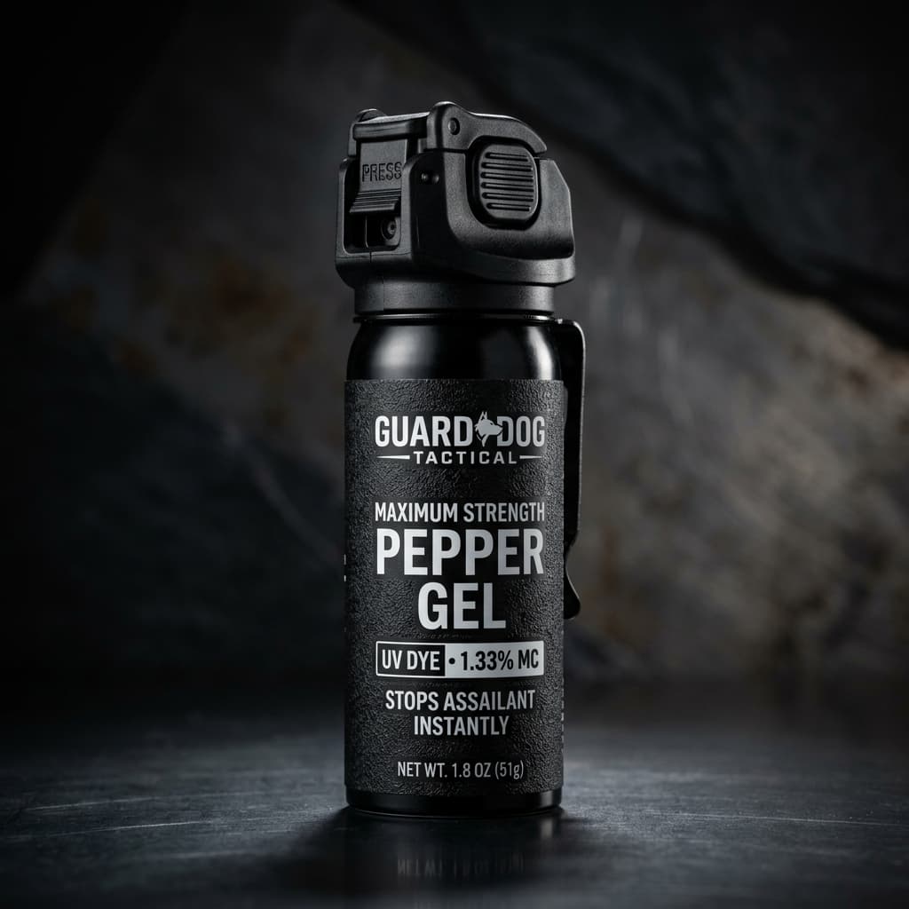 Pepper spray container being held